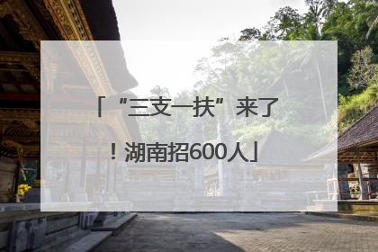 “三支一扶”来了！湖南招600人