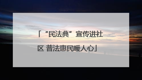 “民法典”宣传进社区 普法惠民暖人心