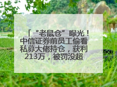 “老鼠仓”曝光！中信证券前员工偷看私募大佬持仓，获利213万，被罚没超426万