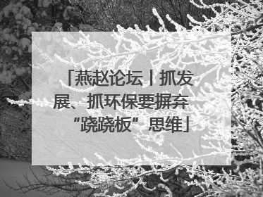 燕赵论坛丨抓发展、抓环保要摒弃“跷跷板”思维