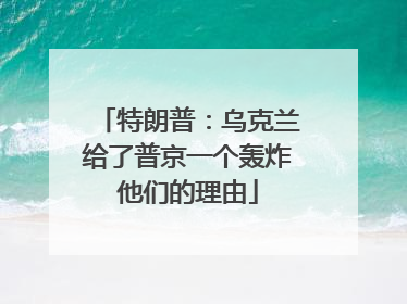 特朗普：乌克兰给了普京一个轰炸他们的理由
