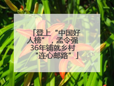 登上“中国好人榜”，孟令强36年铺就乡村“连心邮路”