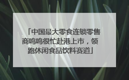 中国最大零食连锁零售商鸣鸣很忙赴港上市，领跑休闲食品饮料赛道