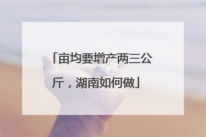 亩均要增产两三公斤，湖南如何做