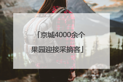 京城4000余个果园迎接采摘客