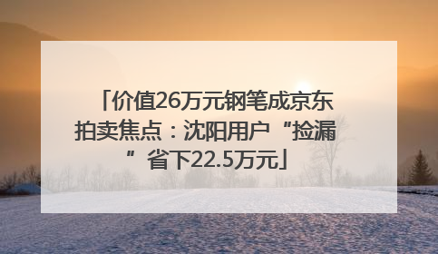 价值26万元钢笔成京东拍卖焦点：沈阳用户“捡漏”省下22.5万元