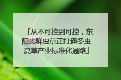 从不可控到可控，东阳光鲜虫草正打通冬虫夏草产业标准化通路
