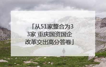 从51家整合为33家 重庆国资国企改革交出高分答卷