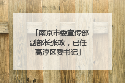 南京市委宣传部副部长张政，已任高淳区委书记