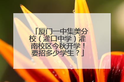 厦门一中集美分校（灌口中学）灌南校区今秋开学！要招多少学生？