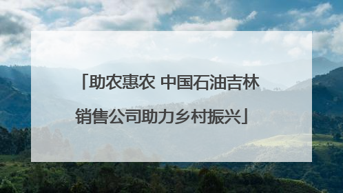 助农惠农 中国石油吉林销售公司助力乡村振兴
