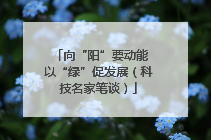 向“阳”要动能 以“绿”促发展（科技名家笔谈）