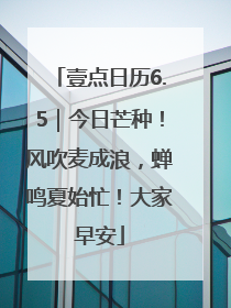 壹点日历6.5｜今日芒种！风吹麦成浪，蝉鸣夏始忙！大家早安