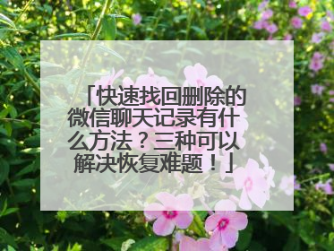 快速找回删除的微信聊天记录有什么方法？三种可以解决恢复难题！