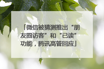 微信被猜测推出“朋友圈访客”和“已读”功能，腾讯高管回应