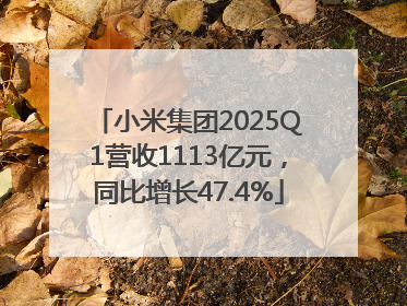 小米集团2025Q1营收1113亿元，同比增长47.4%
