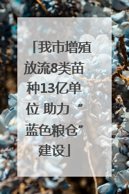 我市增殖放流8类苗种13亿单位 助力“蓝色粮仓”建设