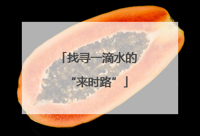 找寻一滴水的“来时路”