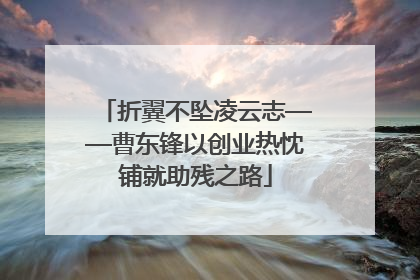 折翼不坠凌云志——曹东锋以创业热忱铺就助残之路