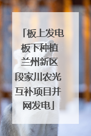 板上发电 板下种植 兰州新区段家川农光互补项目并网发电