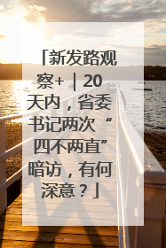 新发路观察+｜20天内，省委书记两次“四不两直”暗访，有何深意？