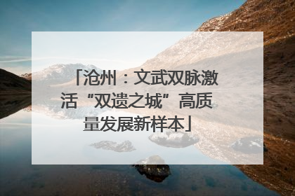 沧州：文武双脉激活“双遗之城”高质量发展新样本