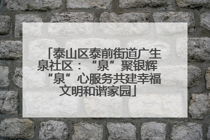 泰山区泰前街道广生泉社区：“泉”聚银辉“泉”心服务共建幸福文明和谐家园