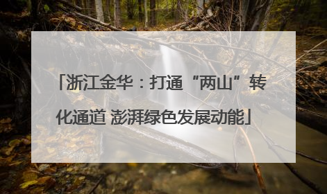 浙江金华：打通“两山”转化通道 澎湃绿色发展动能