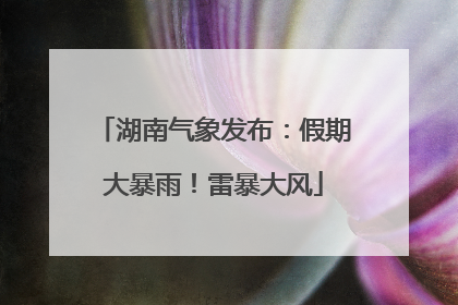 湖南气象发布：假期大暴雨！雷暴大风