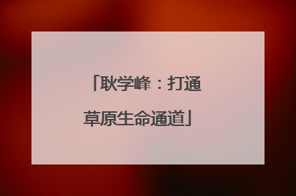 耿学峰：打通草原生命通道