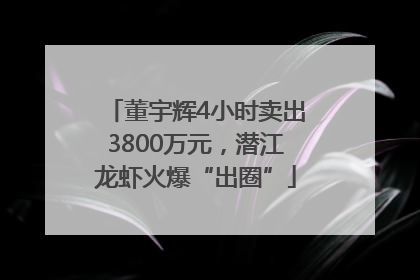 董宇辉4小时卖出3800万元，潜江龙虾火爆“出圈”