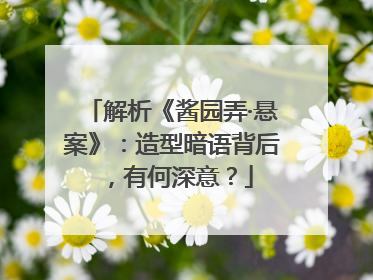 解析《酱园弄·悬案》：造型暗语背后，有何深意？