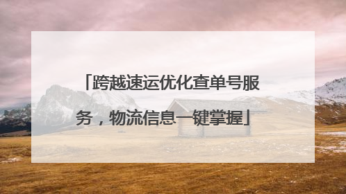 跨越速运优化查单号服务，物流信息一键掌握