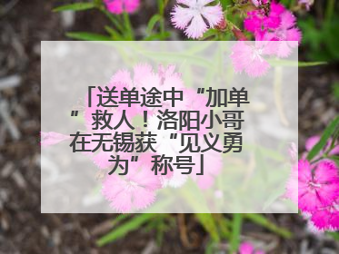 送单途中“加单”救人！洛阳小哥在无锡获“见义勇为”称号