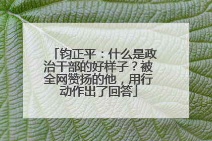 钧正平：什么是政治干部的好样子？被全网赞扬的他，用行动作出了回答