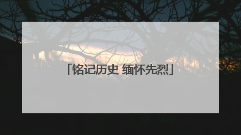 铭记历史 缅怀先烈