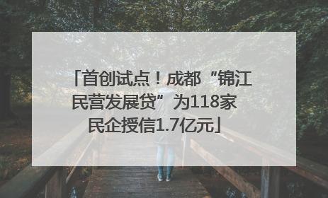 首创试点！成都“锦江民营发展贷”为118家民企授信1.7亿元