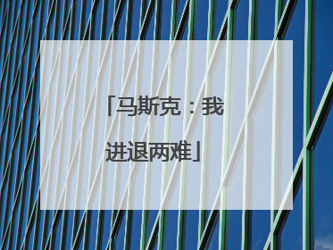 马斯克：我进退两难