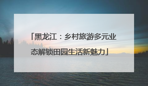 黑龙江：乡村旅游多元业态解锁田园生活新魅力