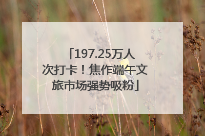 197.25万人次打卡！焦作端午文旅市场强势吸粉