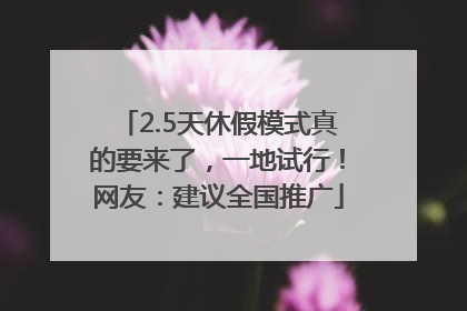2.5天休假模式真的要来了，一地试行！网友：建议全国推广